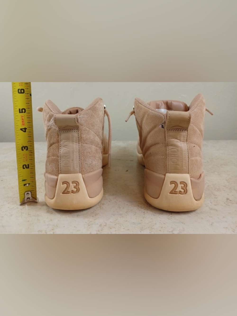Jordan Women's High-Top Sneakers in Beige with Gold Accents - Picture 5 of 6